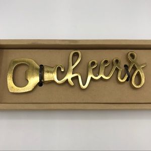 “Cheers” Bottle Opener, Gold NIB